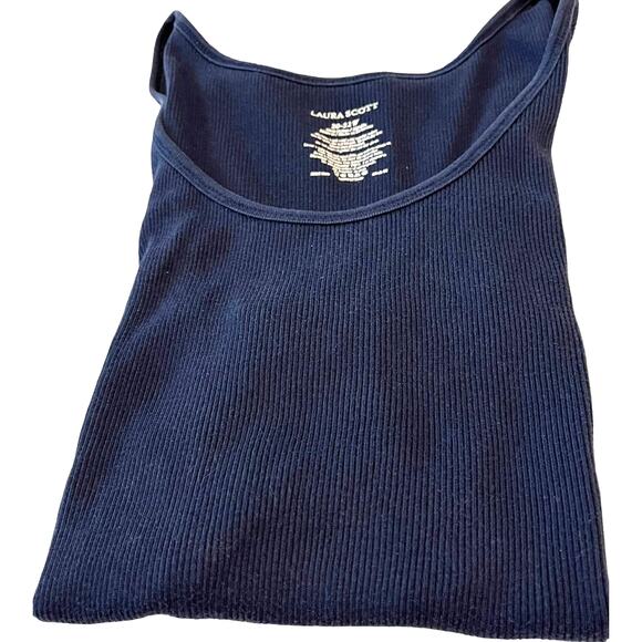 LAURA SCOTT SCOOP NECK TANK TOP, WOMENS, 20-22W, NAVY BLUE, SLEEVELESS - Picture 5 of 7